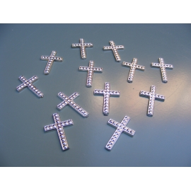 12 croix à coller couleur argent